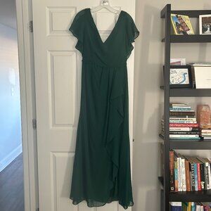 David's Bridal Size 10 Bridesmaid dress, flutter cap sleeves, Chiffon, Juniper